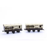 Two Carette Gauge 1 LNWR 'Cleminson' Coaches, both in lithographed LNWR plum and ivory, both as