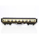 An Exley 0 Gauge GWR Corridor 3rd class Coach, in chocolate/cream livery as No. 3257, with