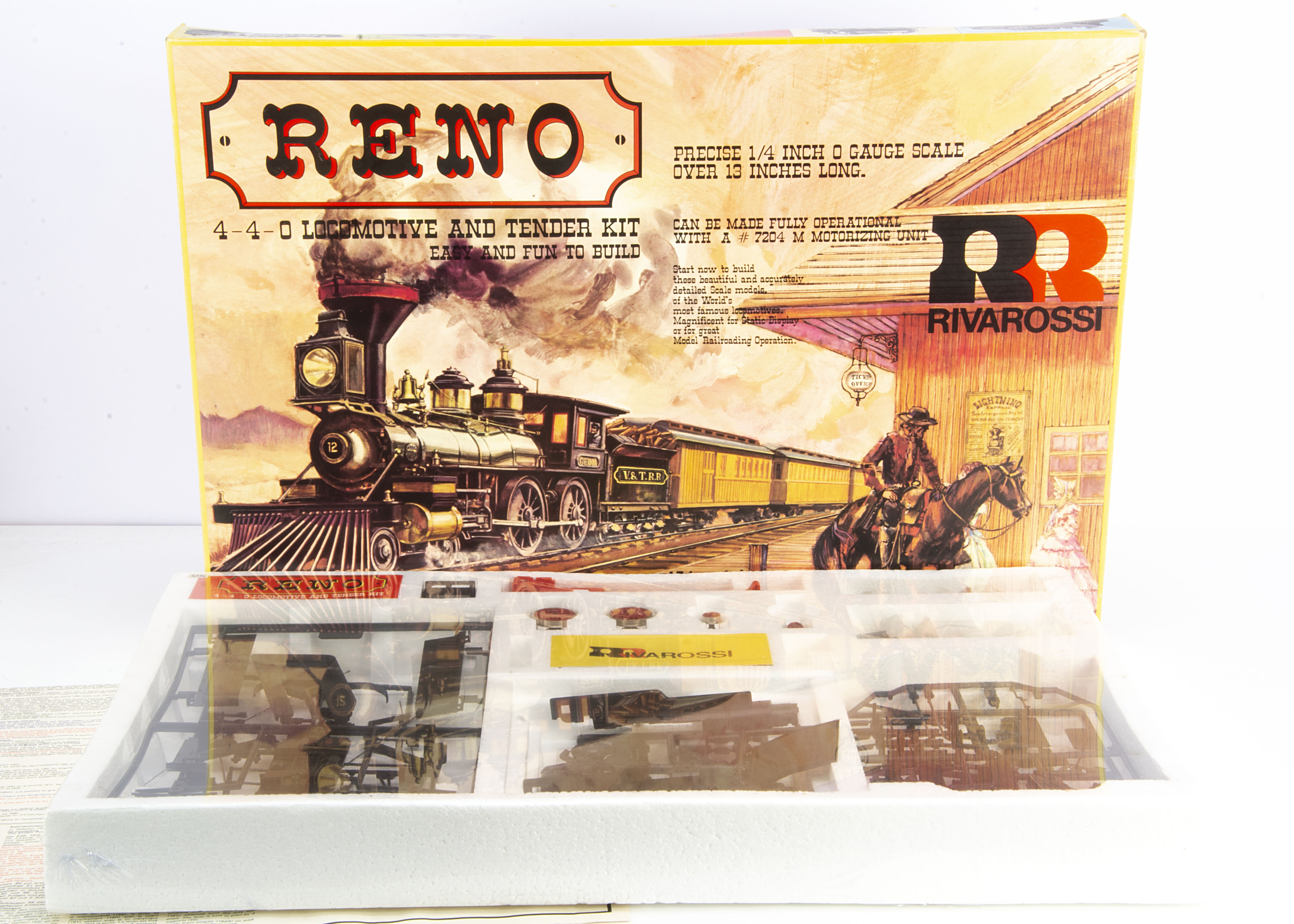 A Rivarossi 0 Gauge 'Reno' American 4-4-0 Locomotive and Tender Kit, unmade and sealed in original