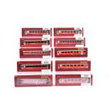 Bemo H0e/H0m Gauge Swiss Rhatische Bahn Coaching Stock, all boxed in red/silver livery, 3281 101,