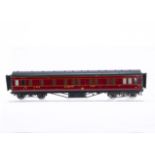 Exley 0 Gauge late-issue LMS bogie Sleeping Car 3085, G, some retouching spots, two buffer heads