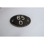 Scottish Cast Iron Shed Plate, oval shed plate possibly repainted from Dawlsholm Glasgow, 65 A white