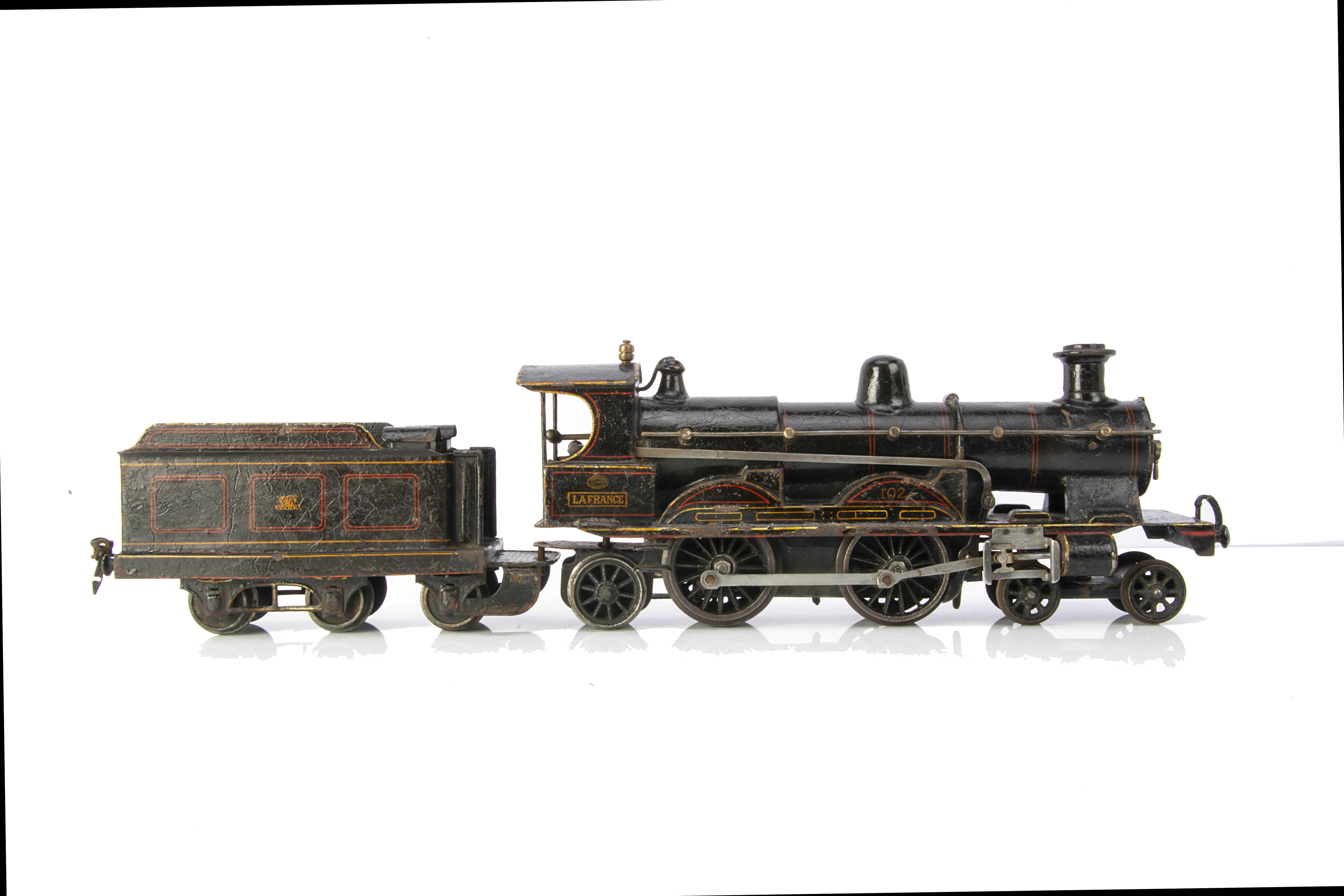 An uncommon Märklin Gauge 1 clockwork Great Western Railway 'La France' 4-4-2 Locomotive and Tender, - Image 2 of 2