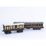 Bing and Bassett-Lowke Gauge 1 LNWR and LMS Coaching Stock, an early Bing bogie full brake coach