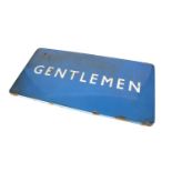 Enamelled BR Scottish Region 'Gentlemen' Sign, white lettering on a pale blue ground 'Gentlemen',