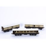 Bassett-Lowke Gauge 1 LNWR Coaching Stock, comprising 12-wheeled dining car 13210 and two full
