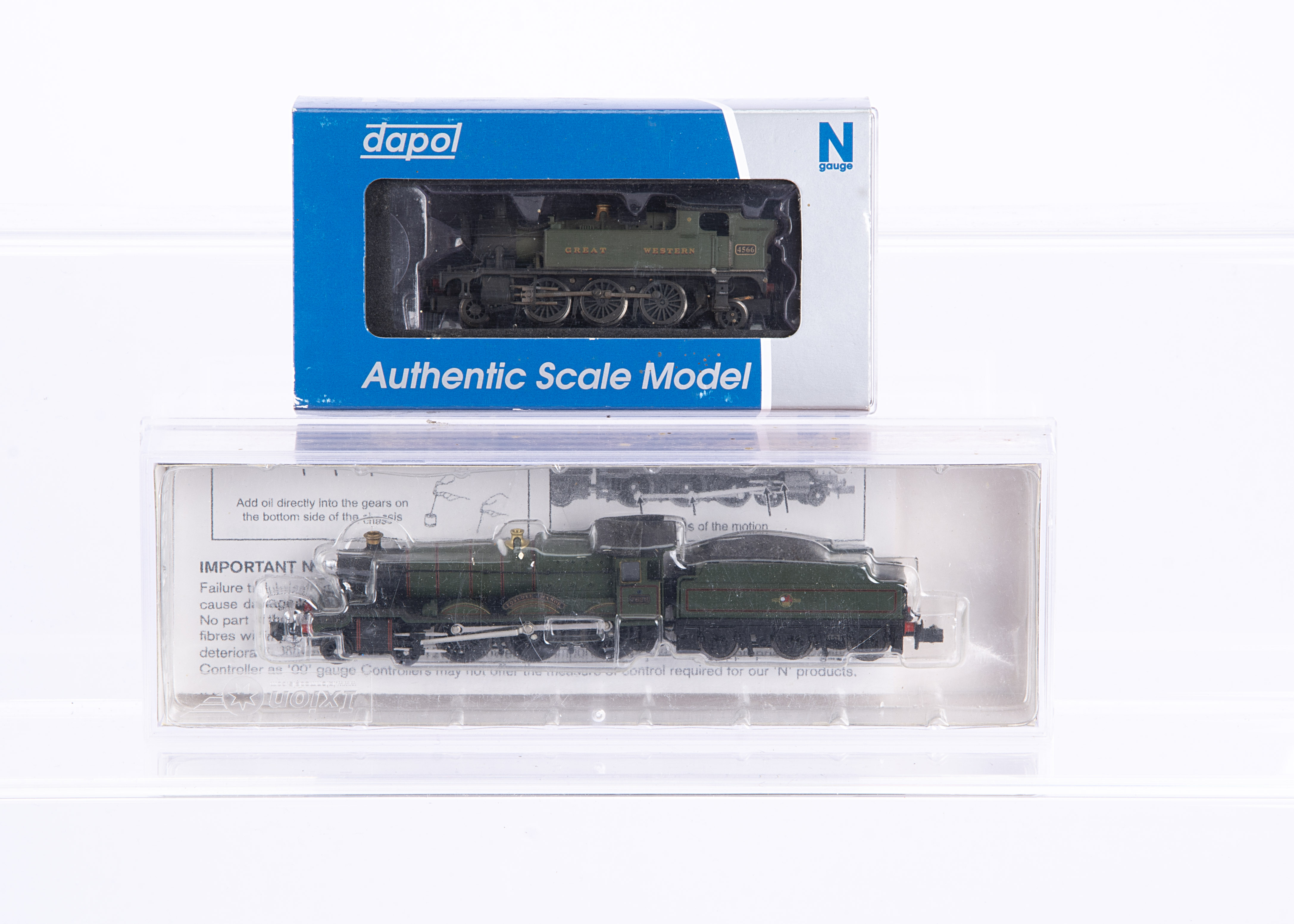 N Gauge BR and GWR steam Locomotives, both cased Ixion INS7822 Foxcotte Manor locomotive and