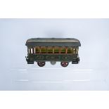 An uncommon and early Märklin Gauge 2 Second-class Coach, a classic 4-wheel open-balcony