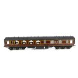 A Gauge 1 LMS 12-wheel 1st class Dining Car by Fred Newman, in LMS crimson as car No. 2592, G-VG,