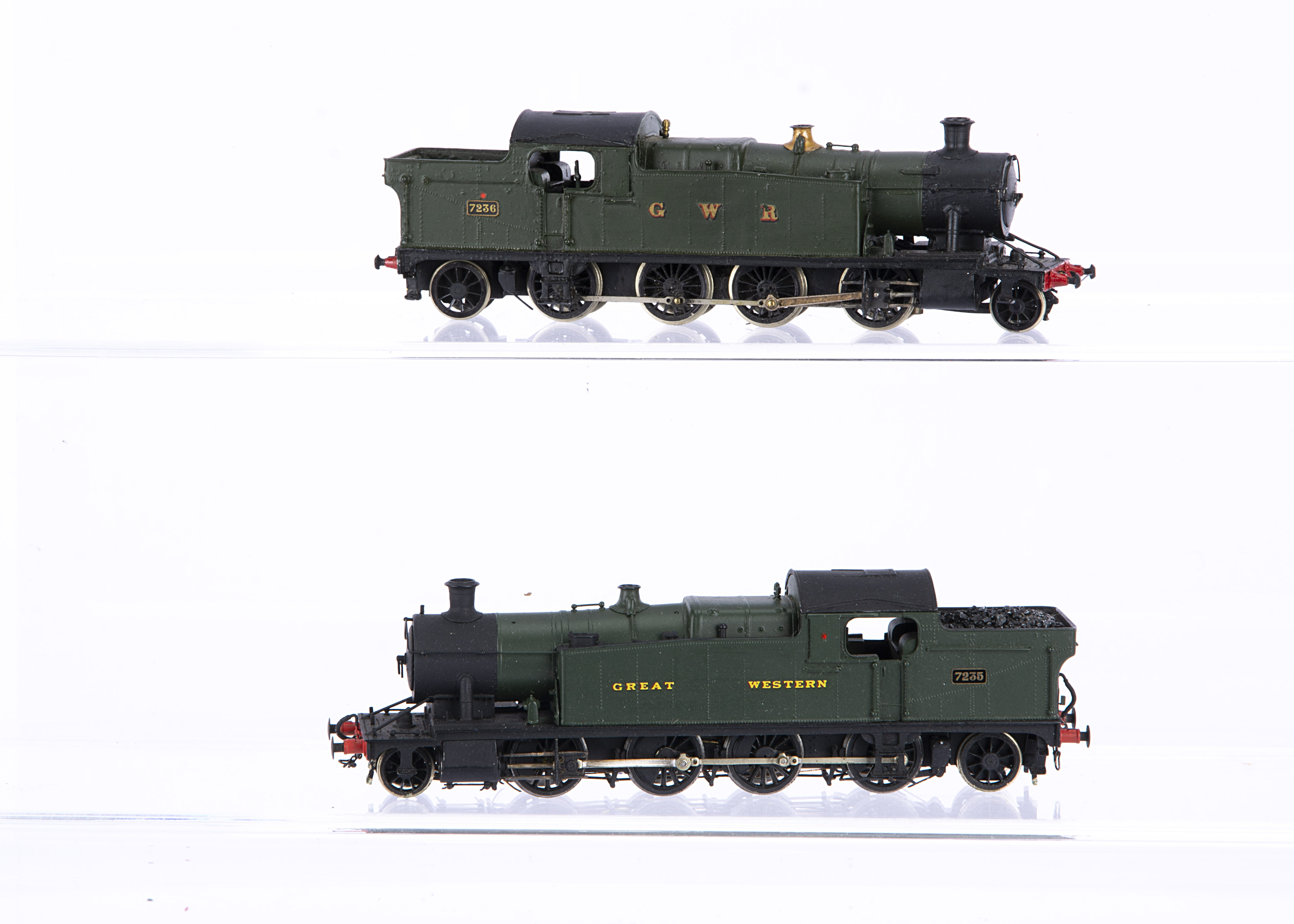 GWR green Kitbuilt 00 Gauge Class 2700 2-8-2 Tank Locomotives, 7235 and 7236, both built and