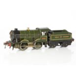 A Hornby 0 Gauge No 1 Special clockwork 0-4-0 Locomotive and Tender, in lined Great Western green as