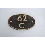 Scottish Cast Iron Shed Plate, oval shed plate possibly repainted from Dunfermline 62 C white