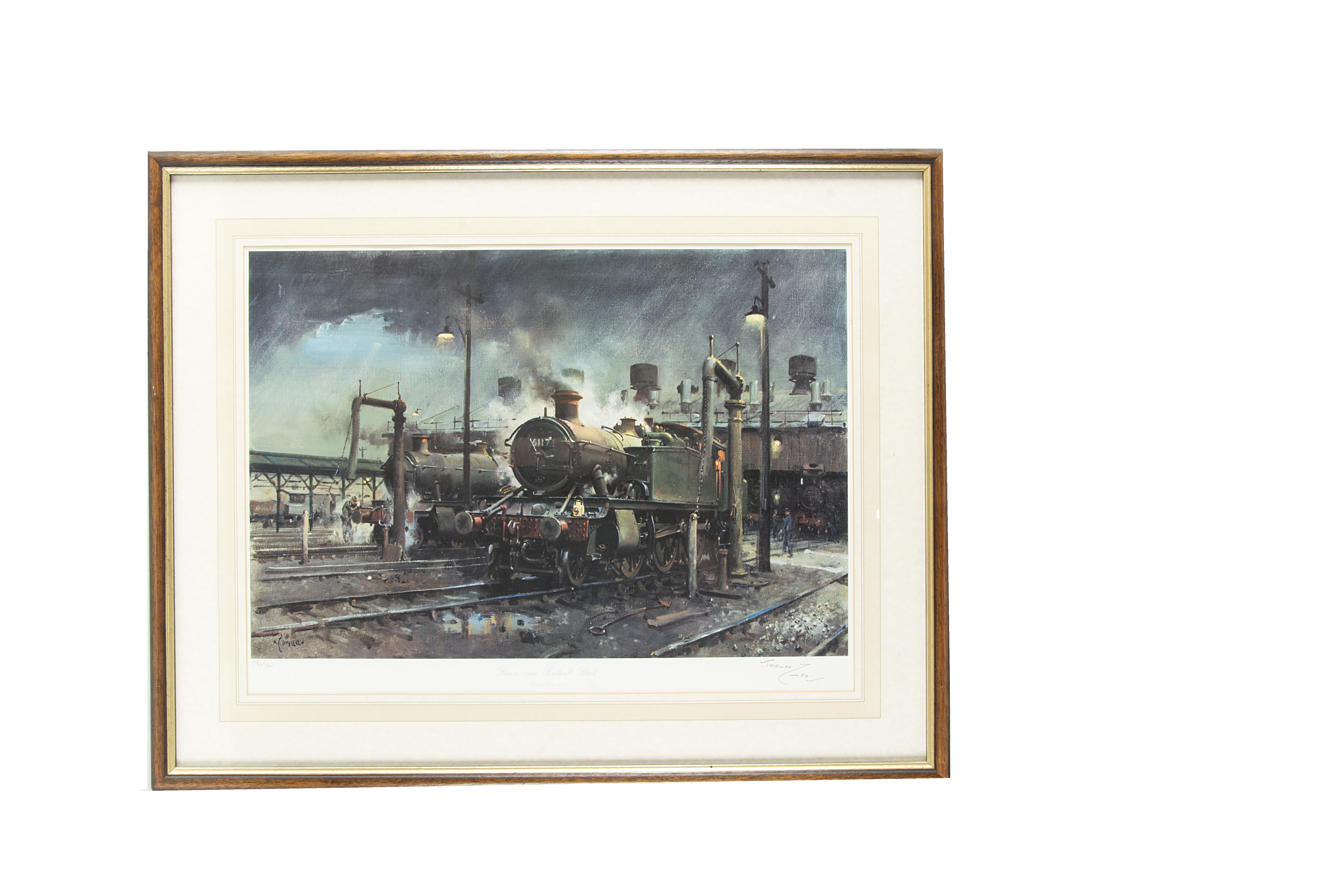 Terence Cuneo Signed Limited Edition Steam Locomotive Prints, two framed and glazed examples, both