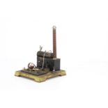 An early Stationary Steam Engine by Doll, on base measuring 9" x 10", finished in lime green with