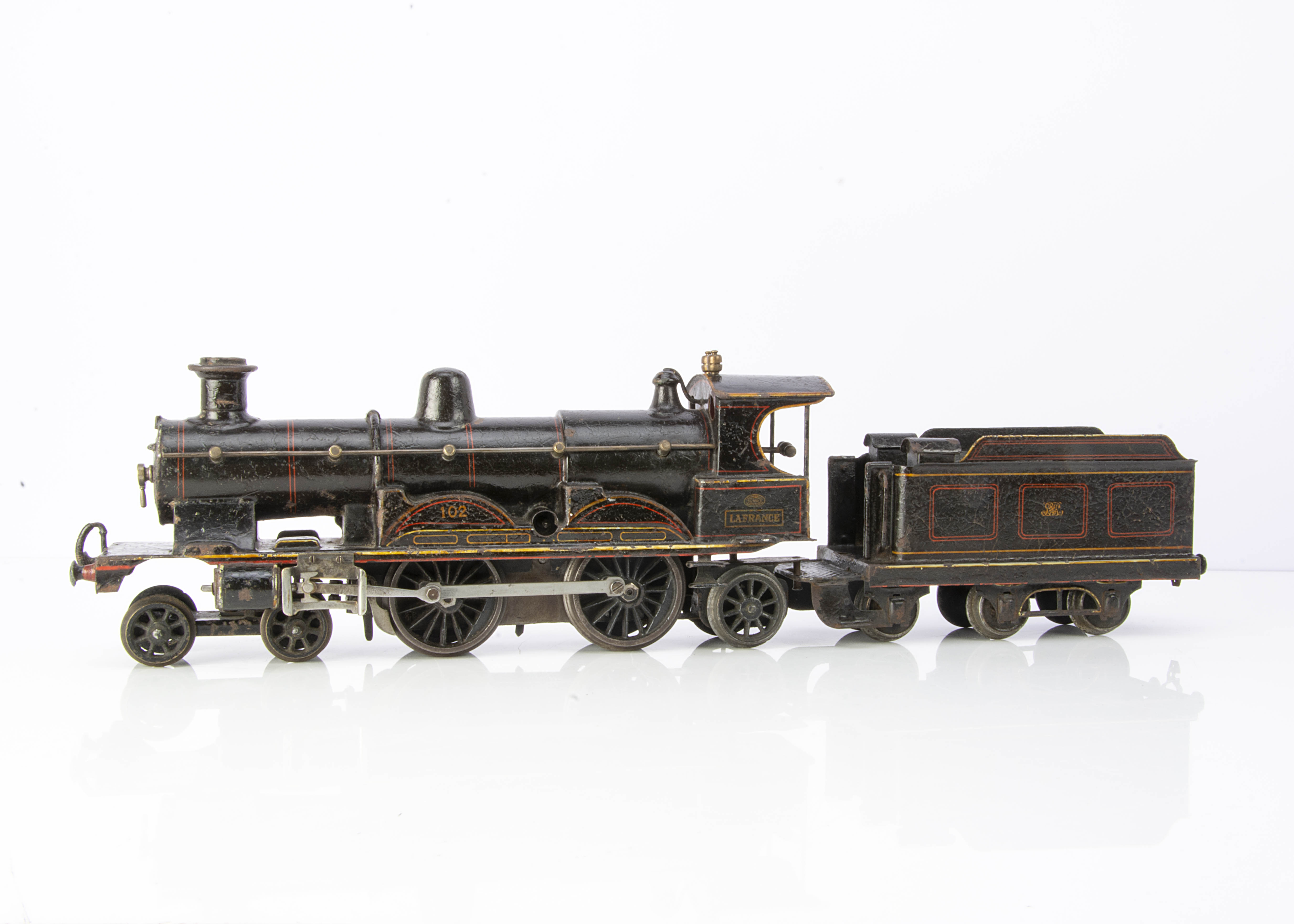 An uncommon Märklin Gauge 1 clockwork Great Western Railway 'La France' 4-4-2 Locomotive and Tender,