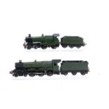 GWR green 00 Gauge Kitbuilt Locomotives and Tenders, ex MSWJR 1120 4-4-0 and un-numbered Saint Class