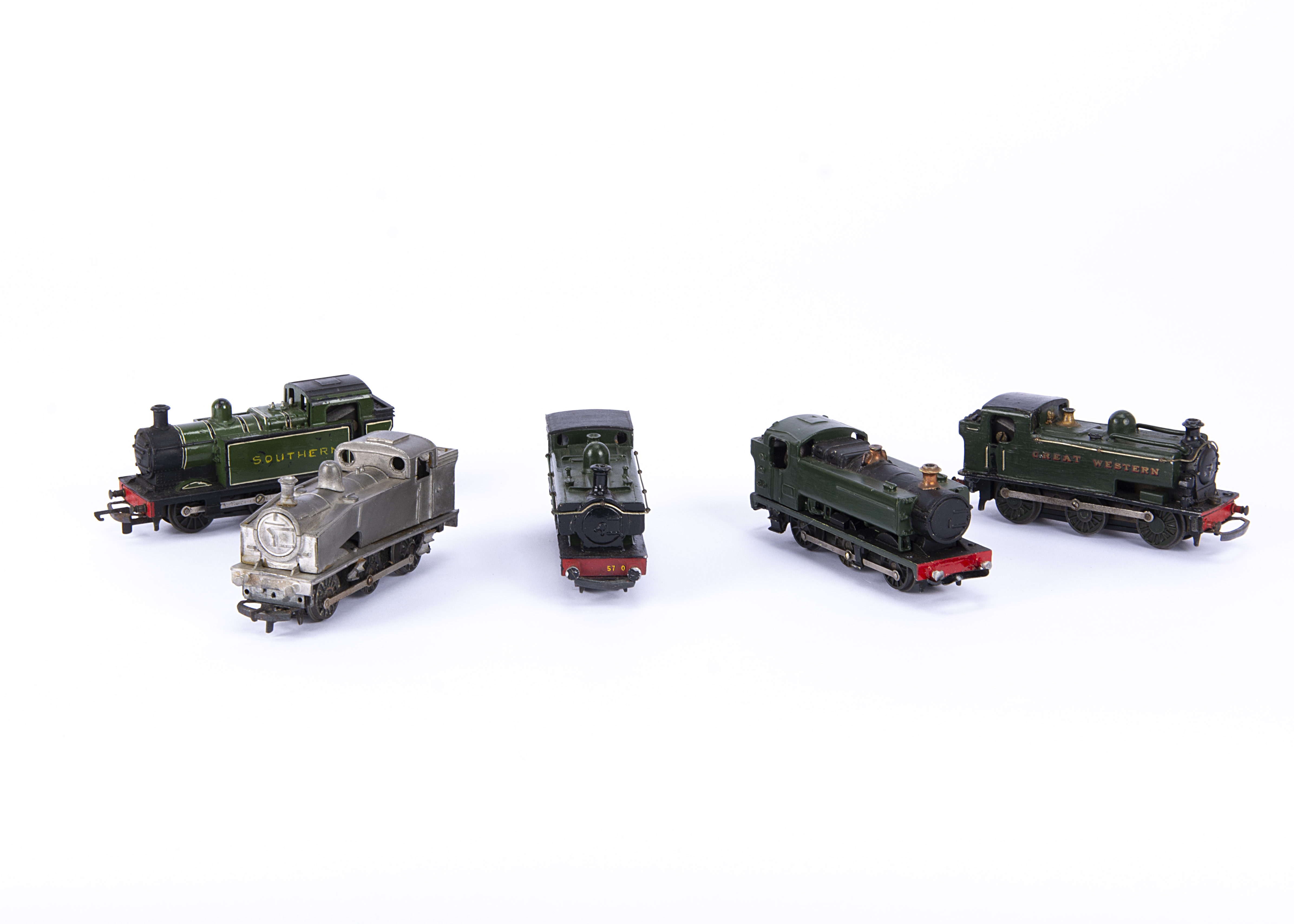 Tri-ang TT Gauge 0-6-0 Tank Locomotives with kitbuilt or repainted bodies all with Tri-ang