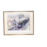 Terence Cuneo Signed Limited Edition Steam Locomotive Prints, two framed and glazed examples, both