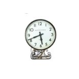 English Clock Systems Train Station Platform Clock, a circular metal cased single sided clock