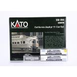 N Gauge Kato American Burlington Diesel Locomotives and California Zephyr Coach Pack, cased