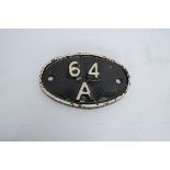 Scottish Cast Iron Shed Plate, oval shed plate possibly repainted from St Margarets 64 A white