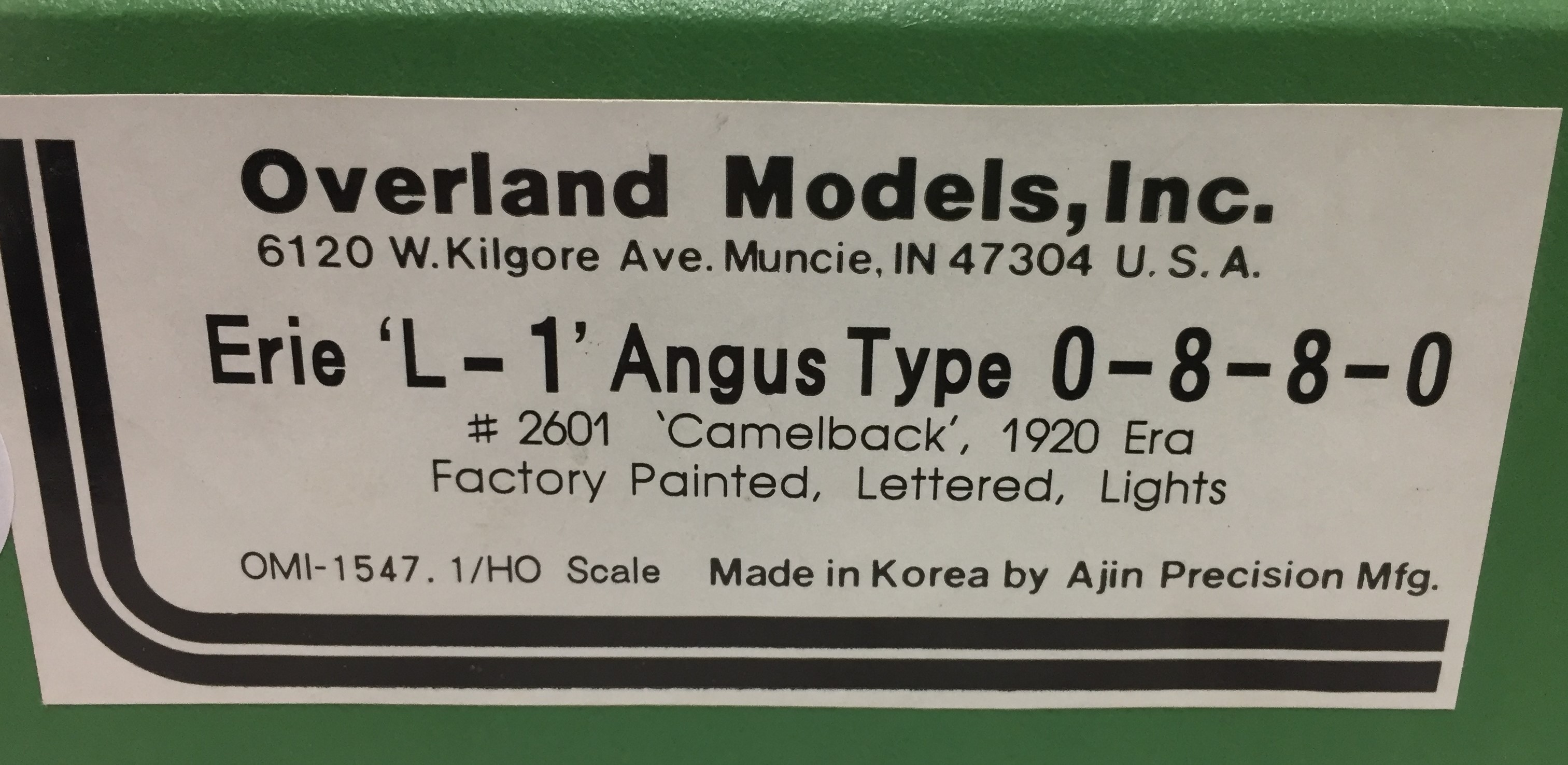 Overland Models H0 Gauge Erie 'L-1' Angus Type 0-8-8-0 2601 'Camelback' 2601 OMI-1547 1 1920s era, - Image 2 of 4