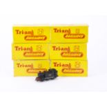 Tri-ang TT Gauge T90 black 0-6-0 Tank Engines, five unlined, one lined, all in original boxes G-