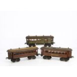 Three early Bing Continental Gauge 1 Coaches, comprising Speisewagen (Dining Car) in lithographed