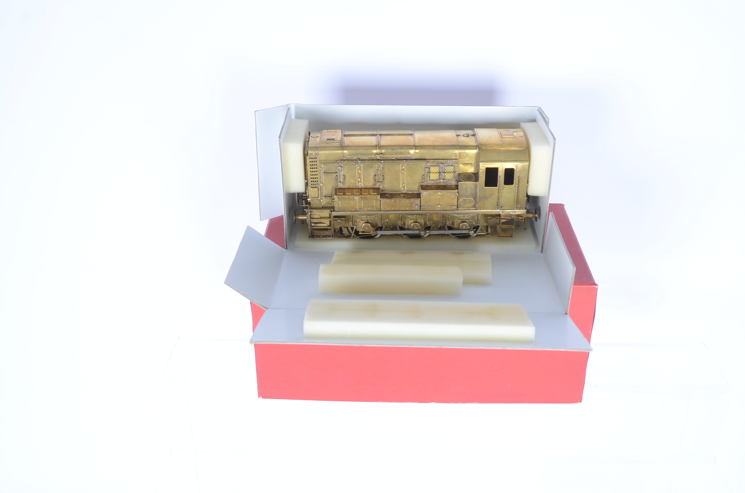 A boxed unpainted brass Finescale 0 Gauge BR class 08 Diesel Locomotive by San Cheng for Tower