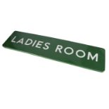 BR Southern Enamelled 'Ladies Room' Sign, white lettering on a green ground 'Ladies Room', fully