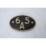 Scottish Cast Iron Shed Plate, oval shed plate possibly repainted from Eastfield Glasgow, 65 A white