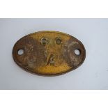 Scottish Cast Iron Shed Plate, oval shed plate stripped of paint, from Inverness 60 A 18cm wide,