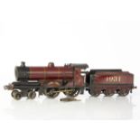 A Bassett-Lowke 0 Gauge clockwork LMS 'Duke of York' 4-4-0 Locomotive and Tender, in lithographed