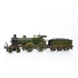 A Bing Gauge 1 clockwork Great Central Railway 'Sir Alexander' 4-4-0 Locomotive and Tender, in lined