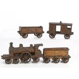 A Cast Iron Floor Train by Wallworks, of circa 1900 production and of nominal 2½" gauge, a rarely-
