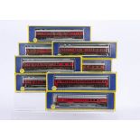 AHM Rivarossi H0 Gauge Chicago and Alton 'The Alton Limited' Coaches, in red and maroon livery,