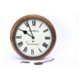 BR Western Region Dial Clock by WH Rees Abergavenny with Fusee Movement. glazed mahogany case (