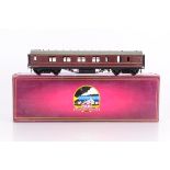A boxed 0 Gauge BR(LMR) ex-LMS Corridor Brake/1st class Coach by MTH, in LMR lined crimson as No.
