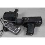 A Bolex 480 Macrozoom Super 8 Cine Camera, with a Polaroid Supercolour 635 camera and a Minolta AF-