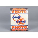 A Hauf Leonar Photo Advertising Enamel Sign, convex sign, 19 x 15in, some damage to enamel to