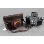 An Ihagee Exakta I Camera, with rectangular magnifier, shutter working, body G, some paint wear to