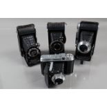 Four Voigtländer Folding Cameras, a Voigtländer Bessa I, with Vaskar 105mm f/4.5 lens, shutter