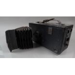 An R & J Beck Frena No 2 Magazine Box Camera, for 3¼ x 4¼ in plates, straight type changing handle