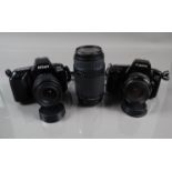 Two SLR Cameras, a Canon EOS 1000f n, shutter working, body G, with EF 35-80mm f/4.5.6 Ultrasonic