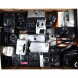 A Tray of Compact Cameras, manufacturers include Olympus, Pentax, Nikon, Canon, Minolta and other