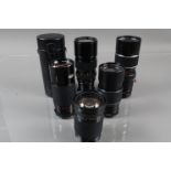 A Group of M42 Mount Lenses, a Komura 80-250mm f/4.5 Super Komura lens, a Optomax 80-250mm f/4.5
