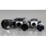 Two Braun Cameras, a Braun Super Paxette, shutter sluggish, with 50mm f/2.8 Cassarit lens, a 135mm