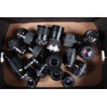 A Tray of Zoom Lenses, various mounts and focal lengths, manufacturers include Sigma, Tokina,