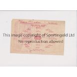 MANCHESTER UNITED Single sheet home programme for the FL North match v Burnley 1/12/1945, tiny paper