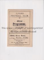 ILFORD V LONDON CALEDONIANS 1912 Programme for the London Charity Cup Semi-Final at Ilford 16/11/